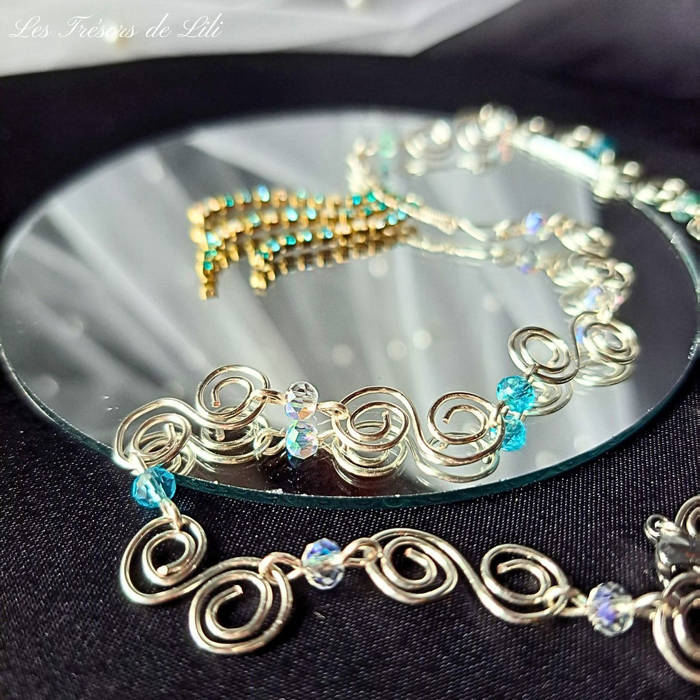 Symphonie des Eaux - Collier cascade opale et zircons bleus