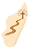 Updated Miara-dalana logo: map of Madagascar with a path to a cross