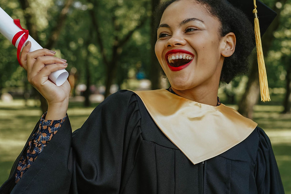 A Black student celebrating academic achievement