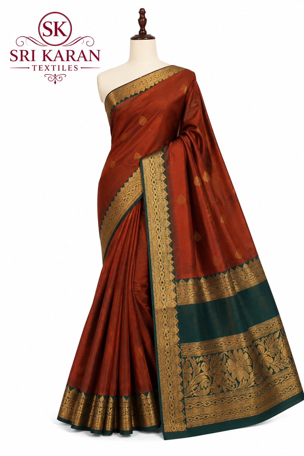 Rust Orange Silk Saree