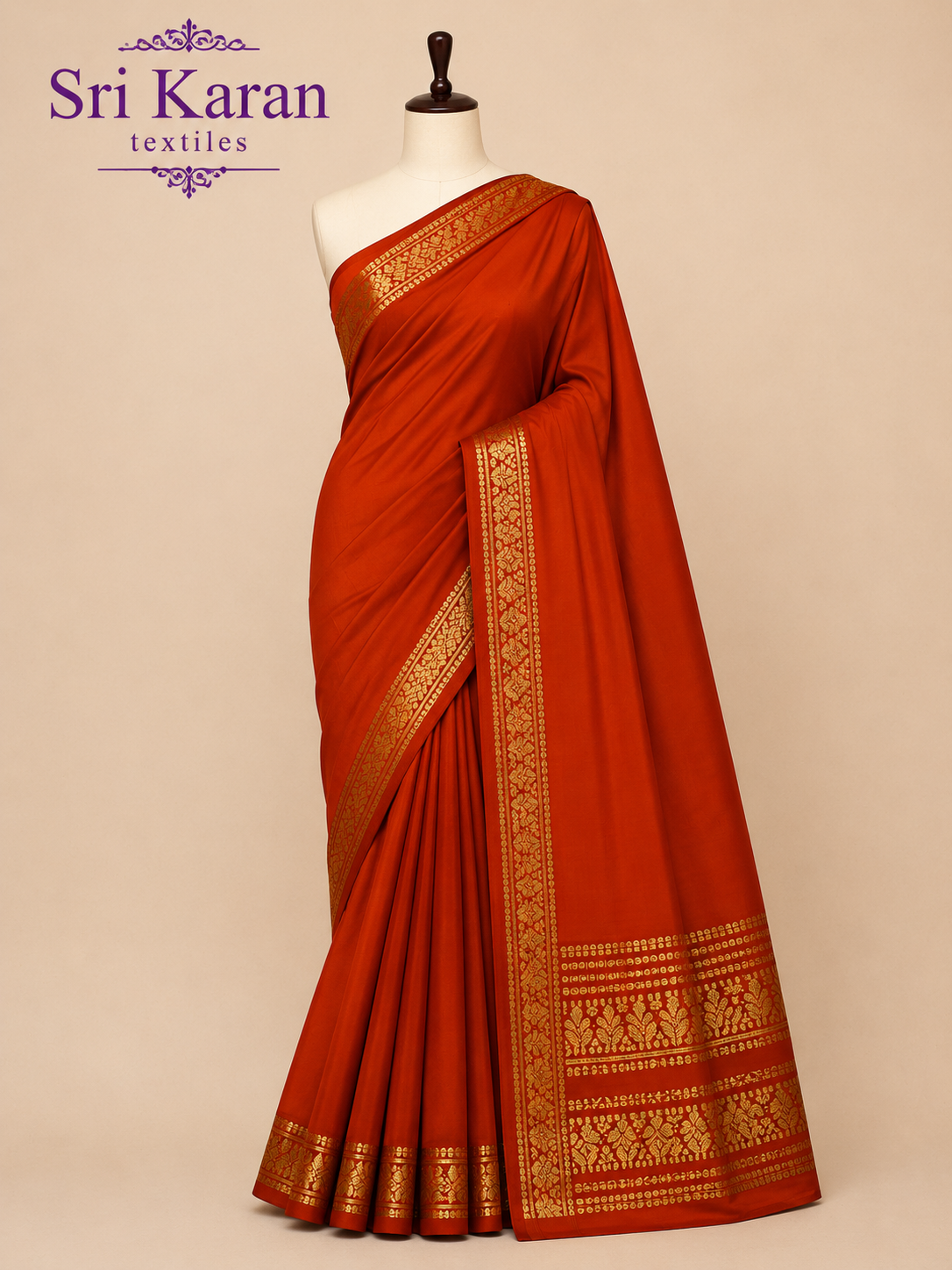 Radiant Orange Mysore Silk Saree