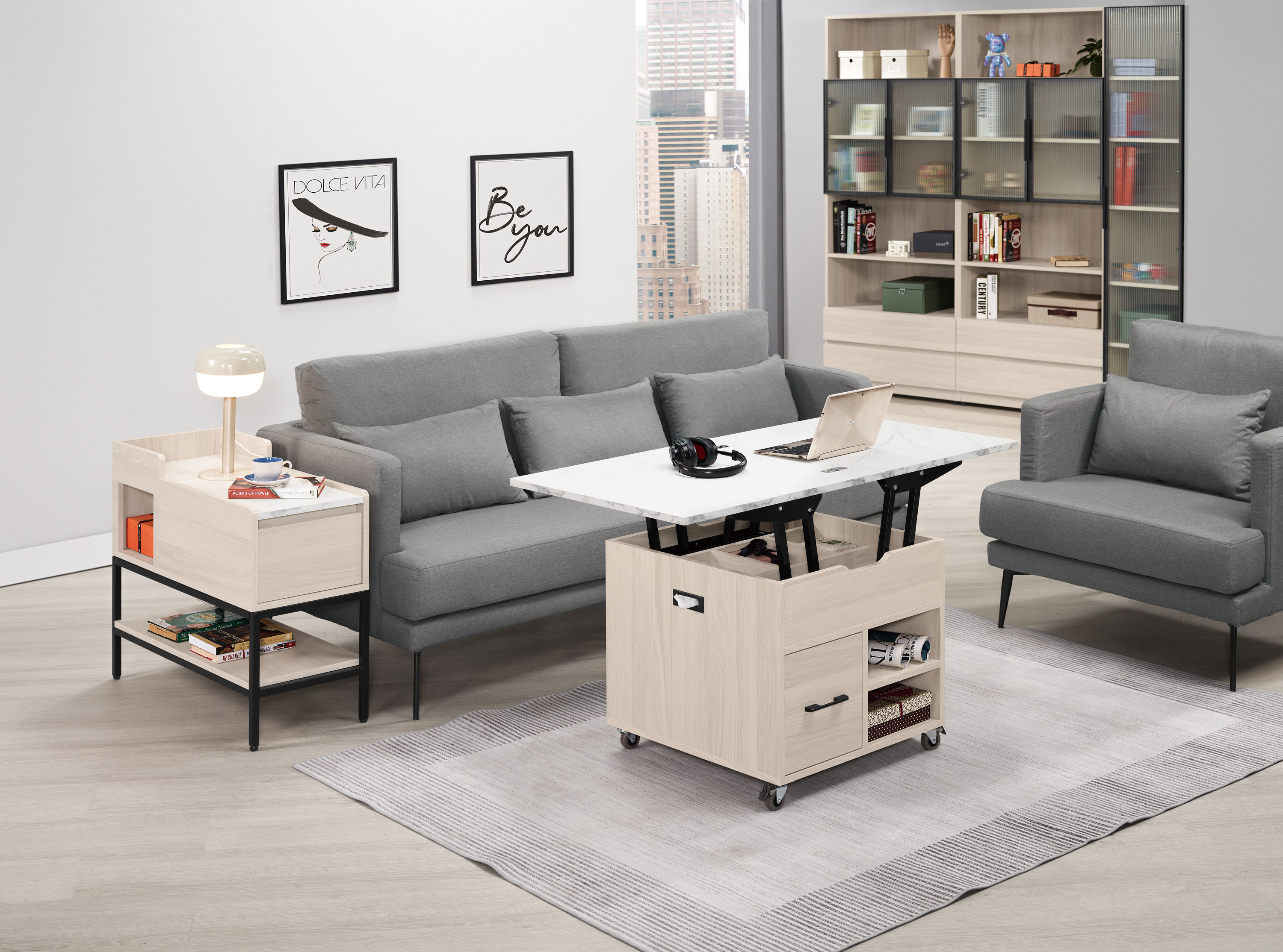 里斯特2尺仿石面多功能大茶几