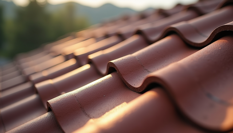 Close-up view of a roofing material sample on a construction site