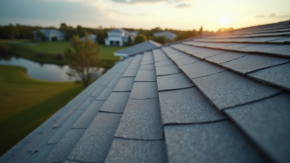 High angle view of a residential roof with new shingles being installed in Port Saint Lucie