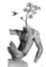 Shakir James artwork of a male torso with flowers for a head