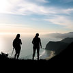 Hiking silhouette outline malibu 3 people girls ocean maountains.jpg
