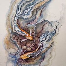 koi painting, watercolor, canadian art, canadian artist