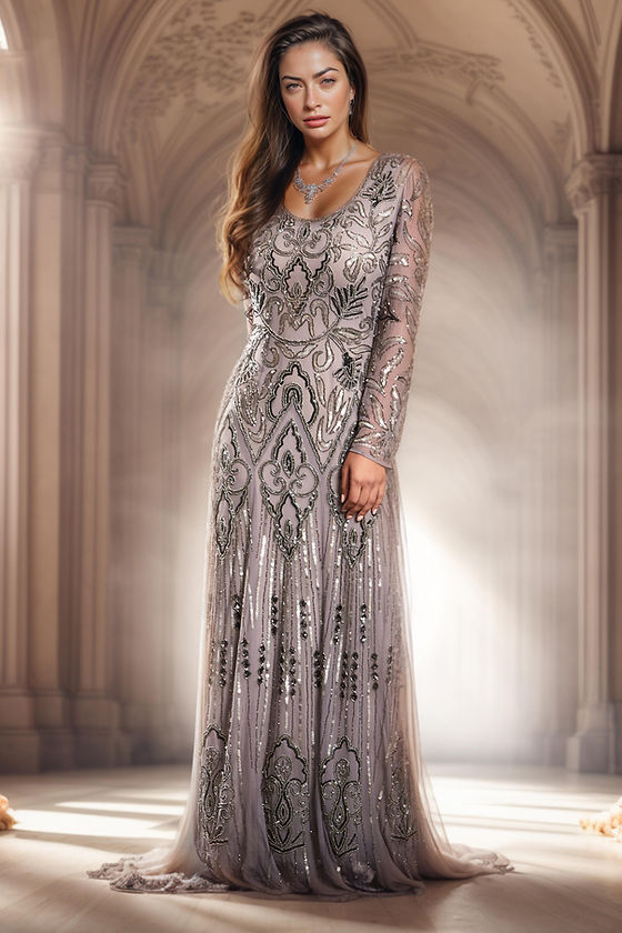 Isabella Embellished Long Sleeve Gatsby Maxi Dress | Sheque