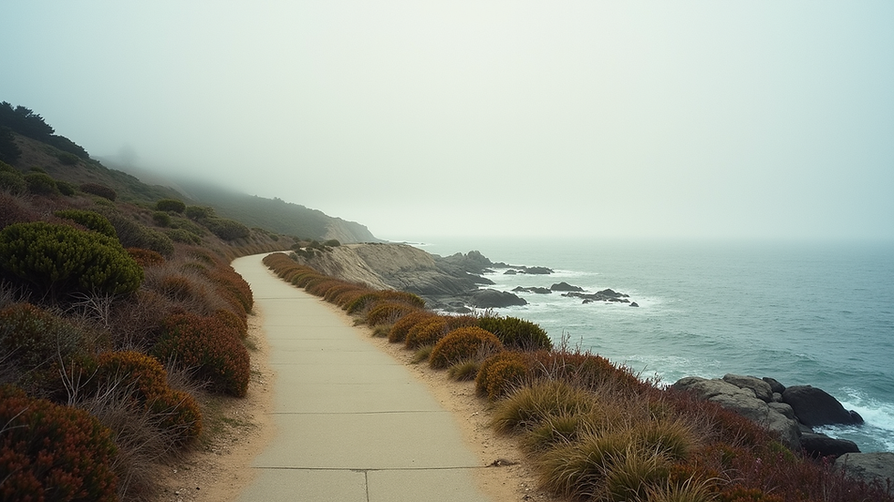 Eye-level view of the Cliff Walk path along the rocky Newport coastline