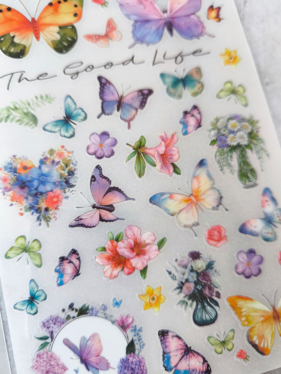 Thumbnail: Rub-on transfer sheets. Butterfly and floral, set of 4 [PD02C]