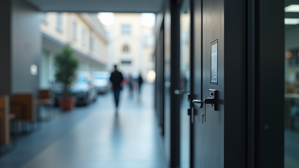Vue rapprochée d’un lecteur biométrique installé sur une porte d’accès sécurisée