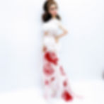 Integrity Toys Poppy parker doll Pretty Pink wearing long white evening gowns with poppy embroidery