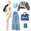 Thumbnail: Blue fashion set for Integrity Toys fashion doll with pleated skirt, jumper, top, lingerie and bag