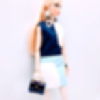 Integrity Toys Poppy parker Silver Soiree wearing mini retro dress in blue and navy colours