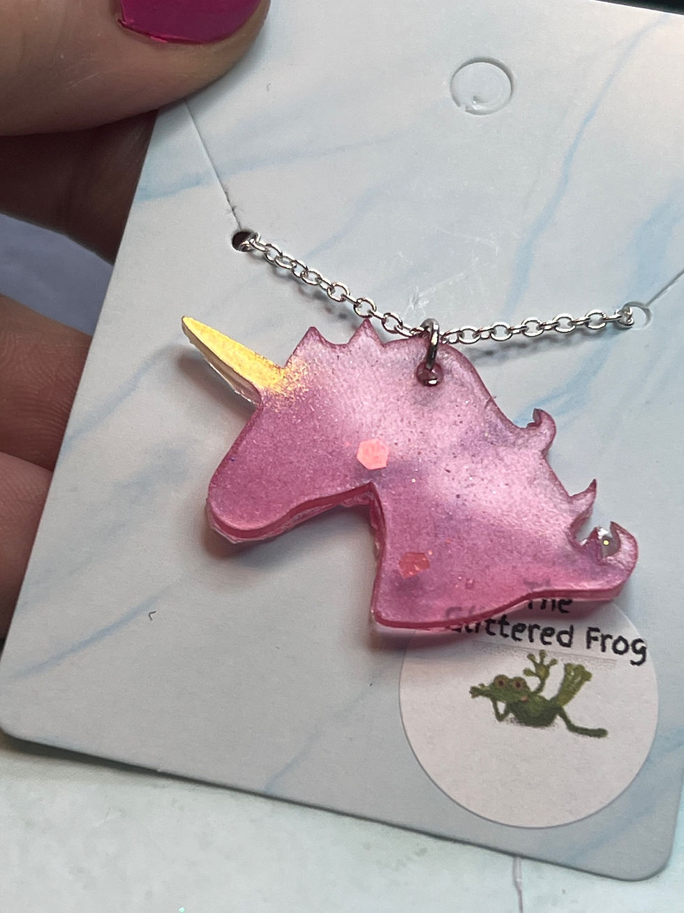Thumbnail: Unicorn necklace -pink