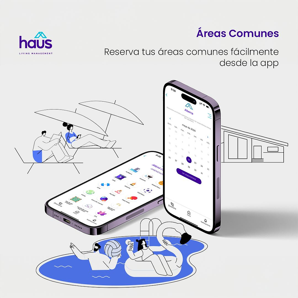 App de reservación de áreas comunes para residentes en México: aparta la alberca y otras amenidades fácilmente desde tu celular con Sistema haûs.