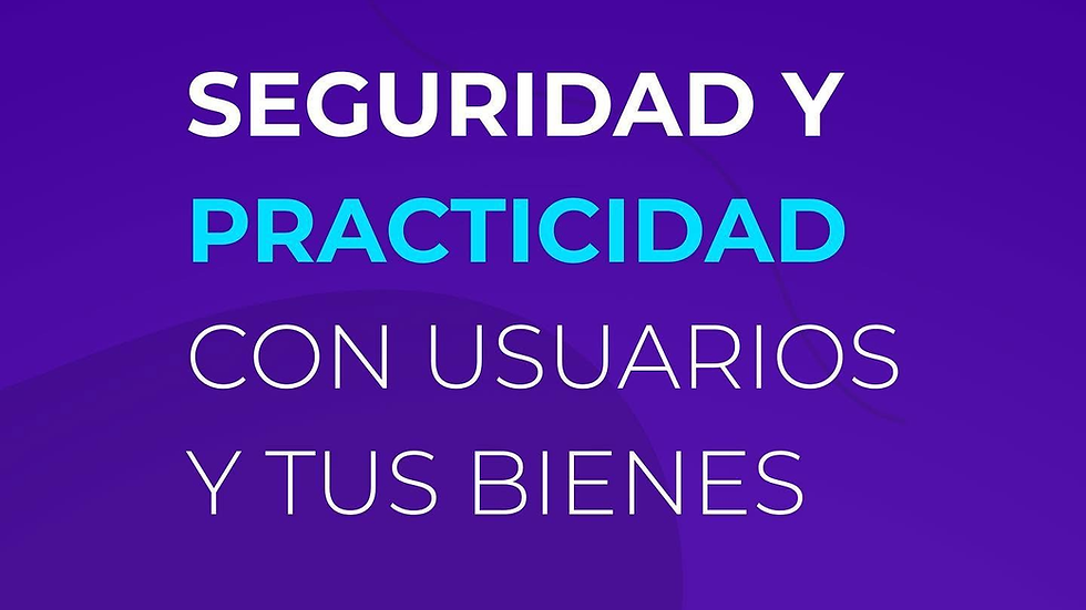 Gráfico de haûs destacando el mensaje "Seguridad y practicidad con usuarios y tus bienes", un beneficio clave al utilizar herramientas digitales en la administración de condominios.