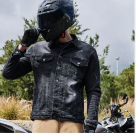 Black Denim Riding Jacket | Bikes Infinity