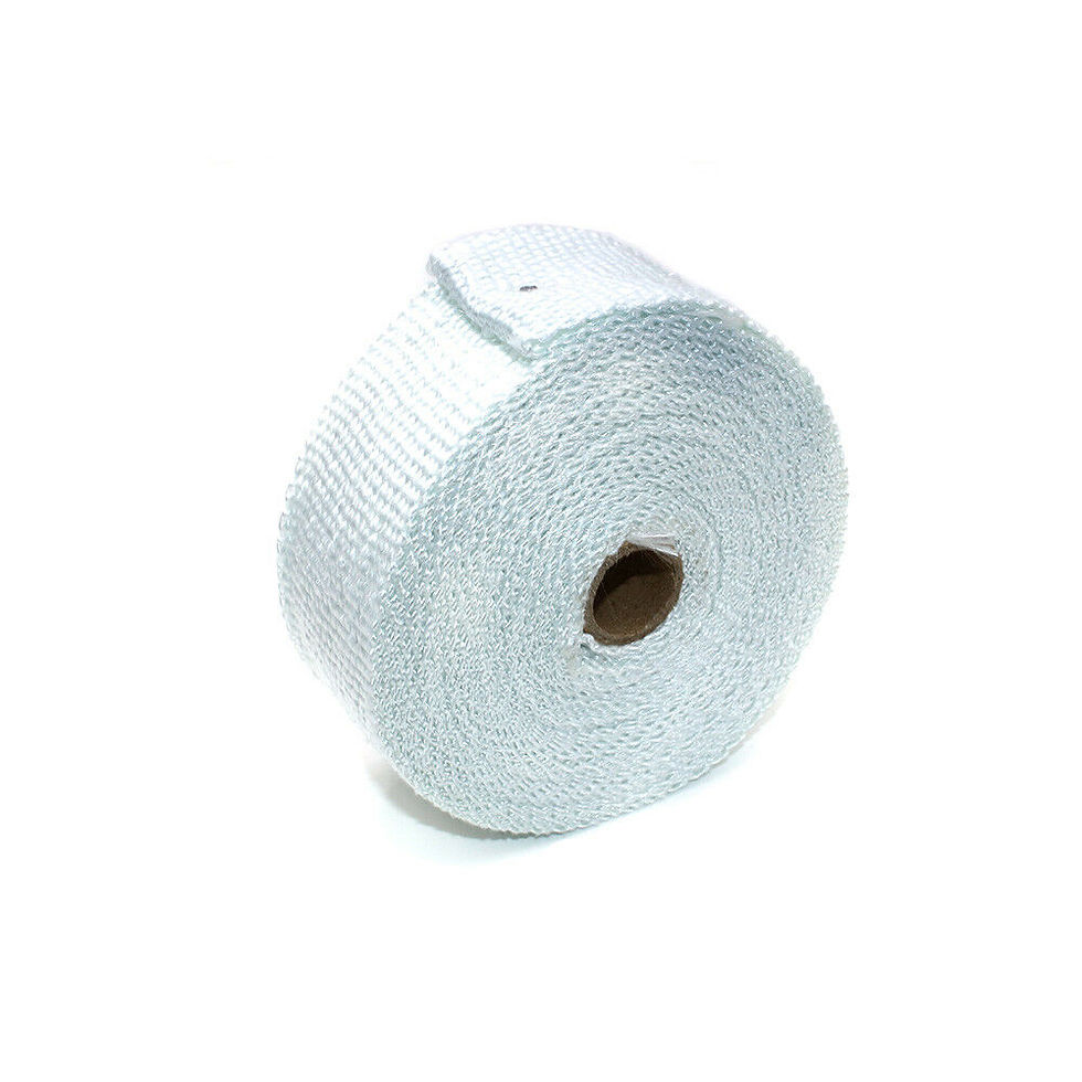 White fiberglass exhaust wrap roll