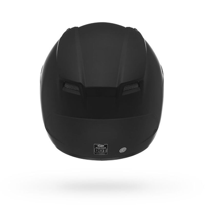 Thumbnail: Black motorcycle helmet rear view