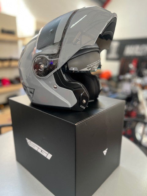 Thumbnail: Grey motorcycle helmet in box