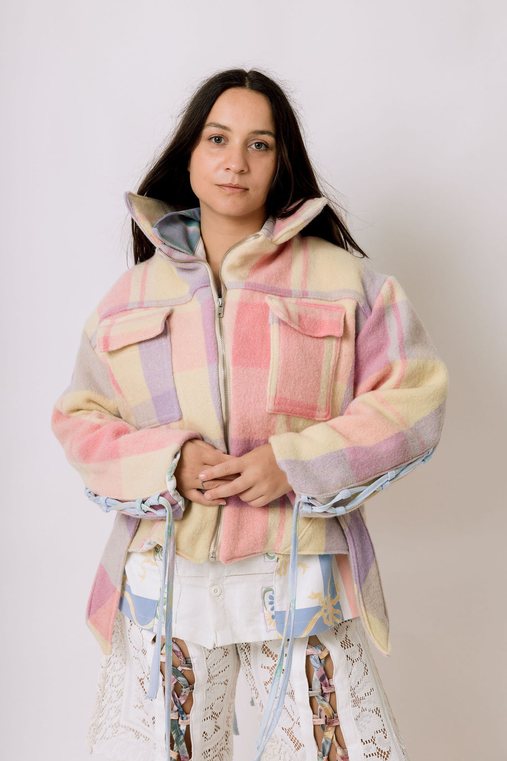 Carolina Lace Up Jacket - Candy/Blue