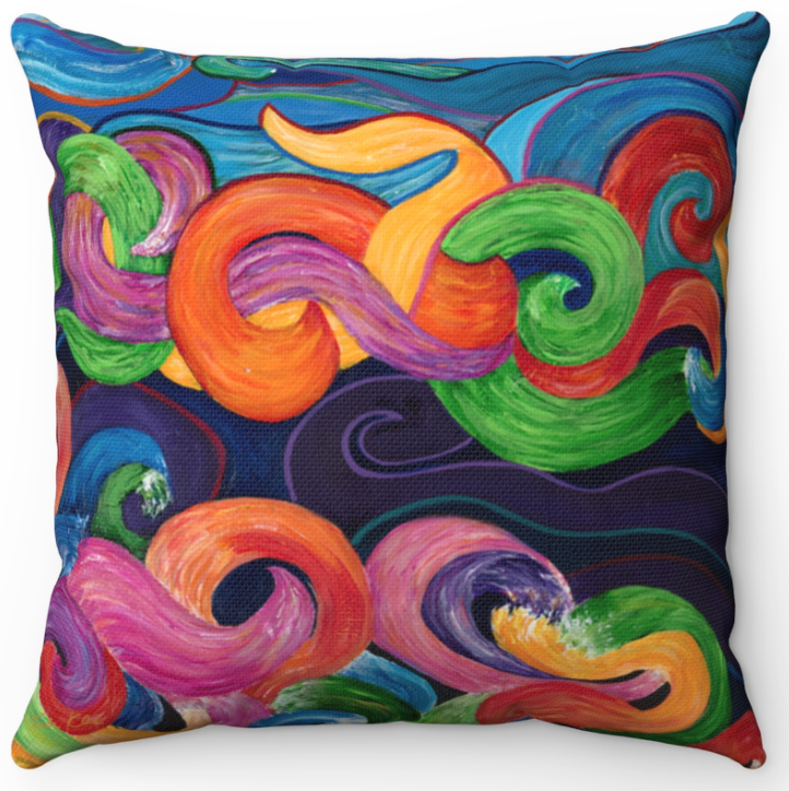 "Colorful Waves" Throw Pillow