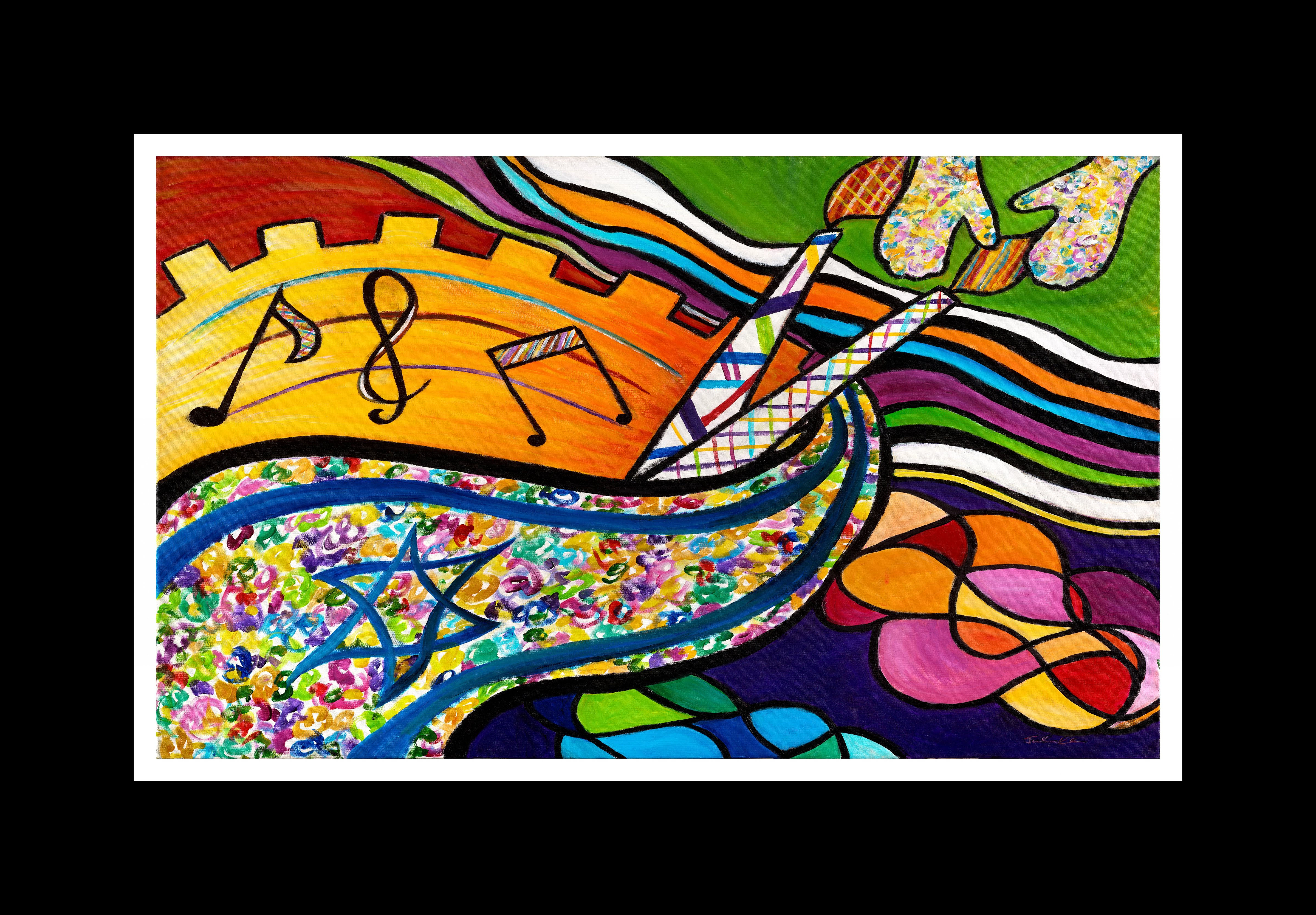 Shabbat of Joy Black Border Challah Cover