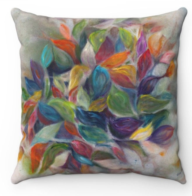 "Pastel Leaves" Throw Pillow