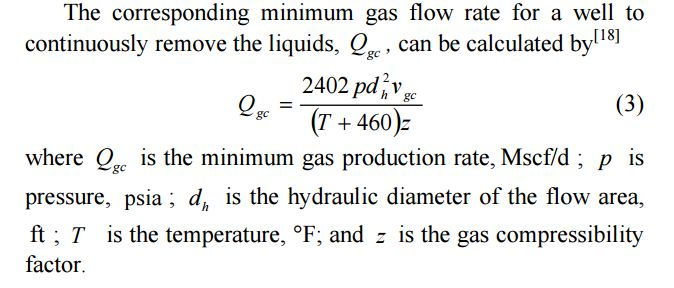 Critical Gas Flowrate Equation