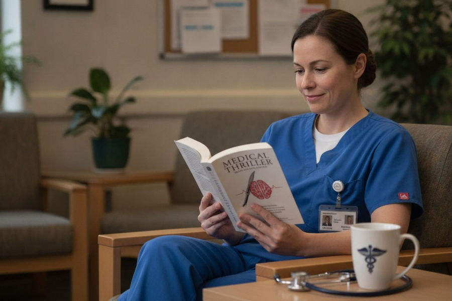 Professional illustration showing nurses love medical fiction
