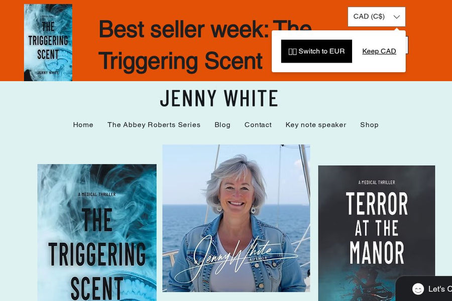 Screenshot of jennywhite.ca interface
