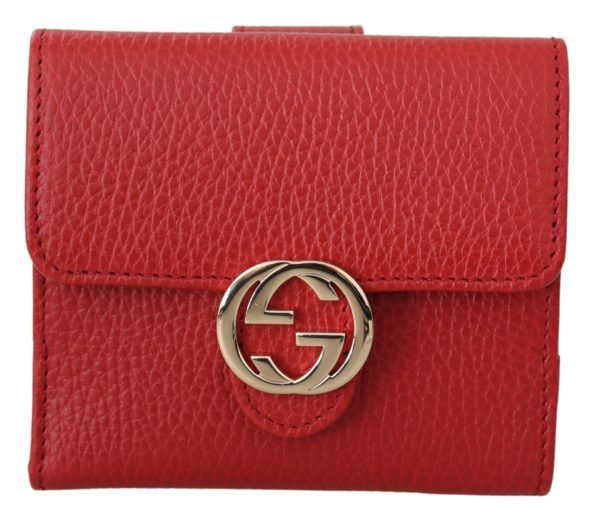 Gucci Red Dollar Calf Leather Interlocking Wallet