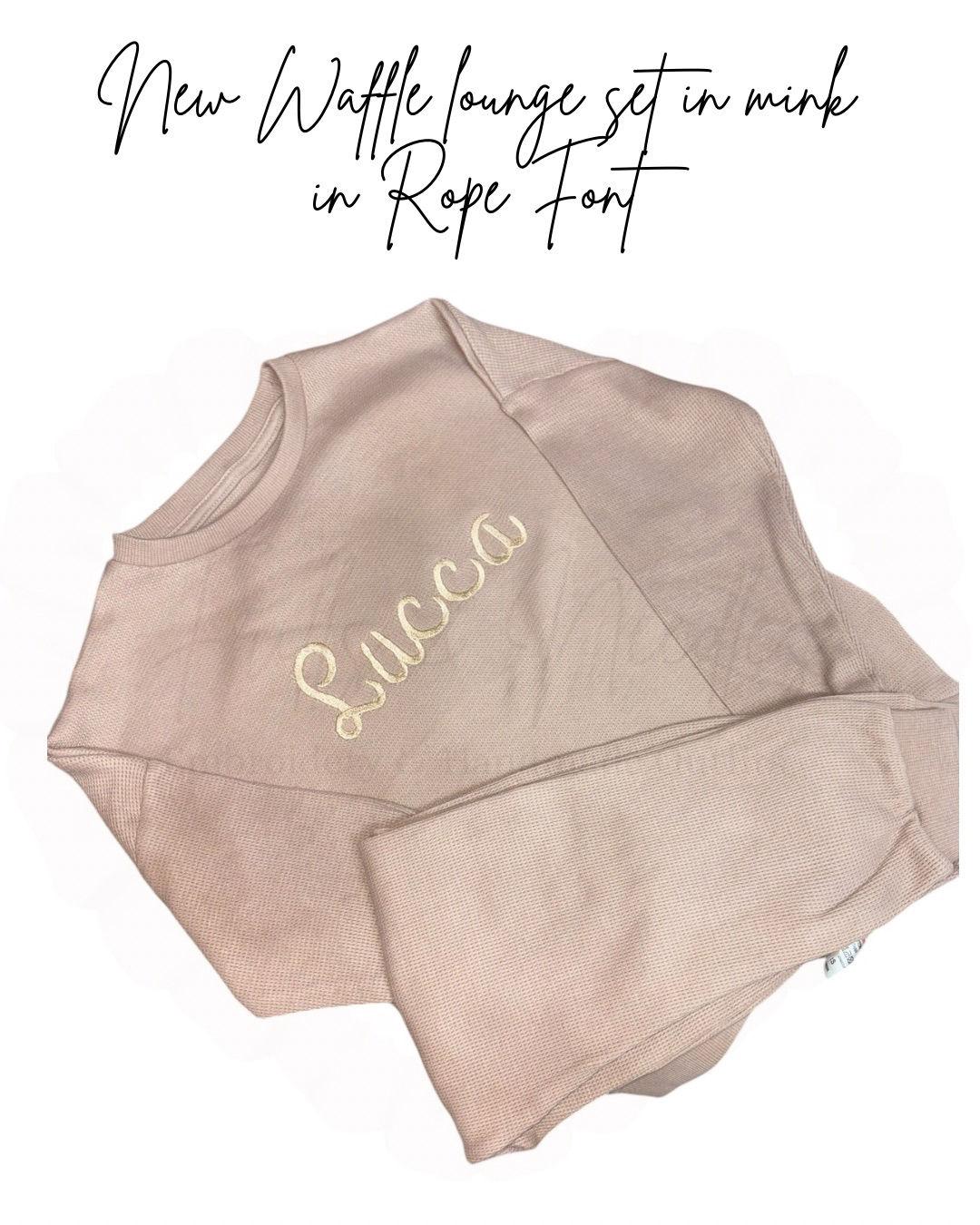 Personalised waffle lounge set in rope font