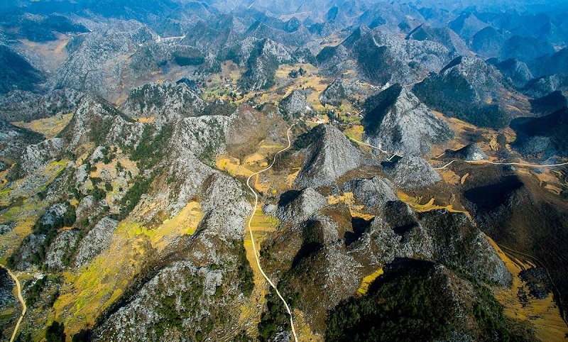 Dong Van Karst Plateau in seasonal transition 