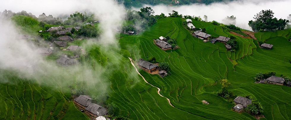 Fog and mist dominate the scenery