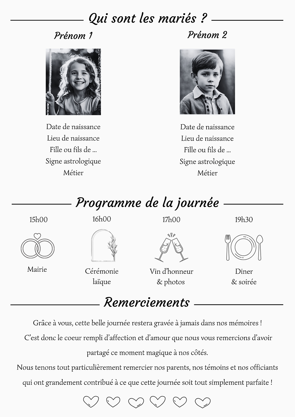 Miniature : A4 Gazette Mariage 2 pages