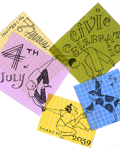 4th of July Civic Celebration invitation collage, March 2039