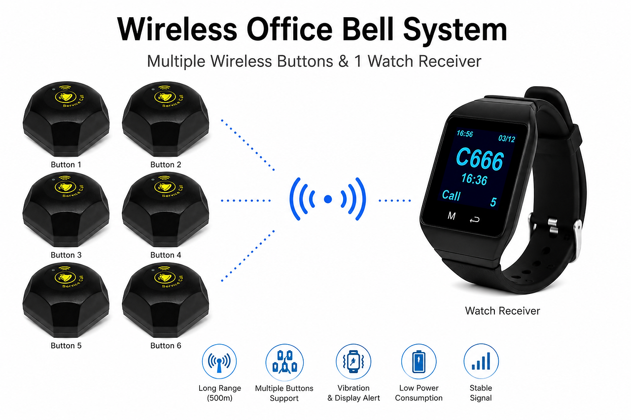 wireless office peon bell by dinebellsolution