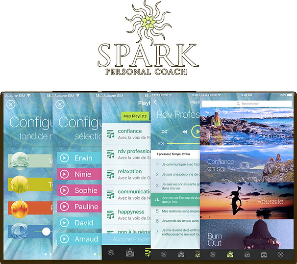 application mobile de pensée positive. Auto hypnose, auto suggestion, dévellopement personnel, coaching, confiance en soi, réussite. Plusieurs thèmes: confiance en soi, burnout... Thérapie à la maison ou e vacances.