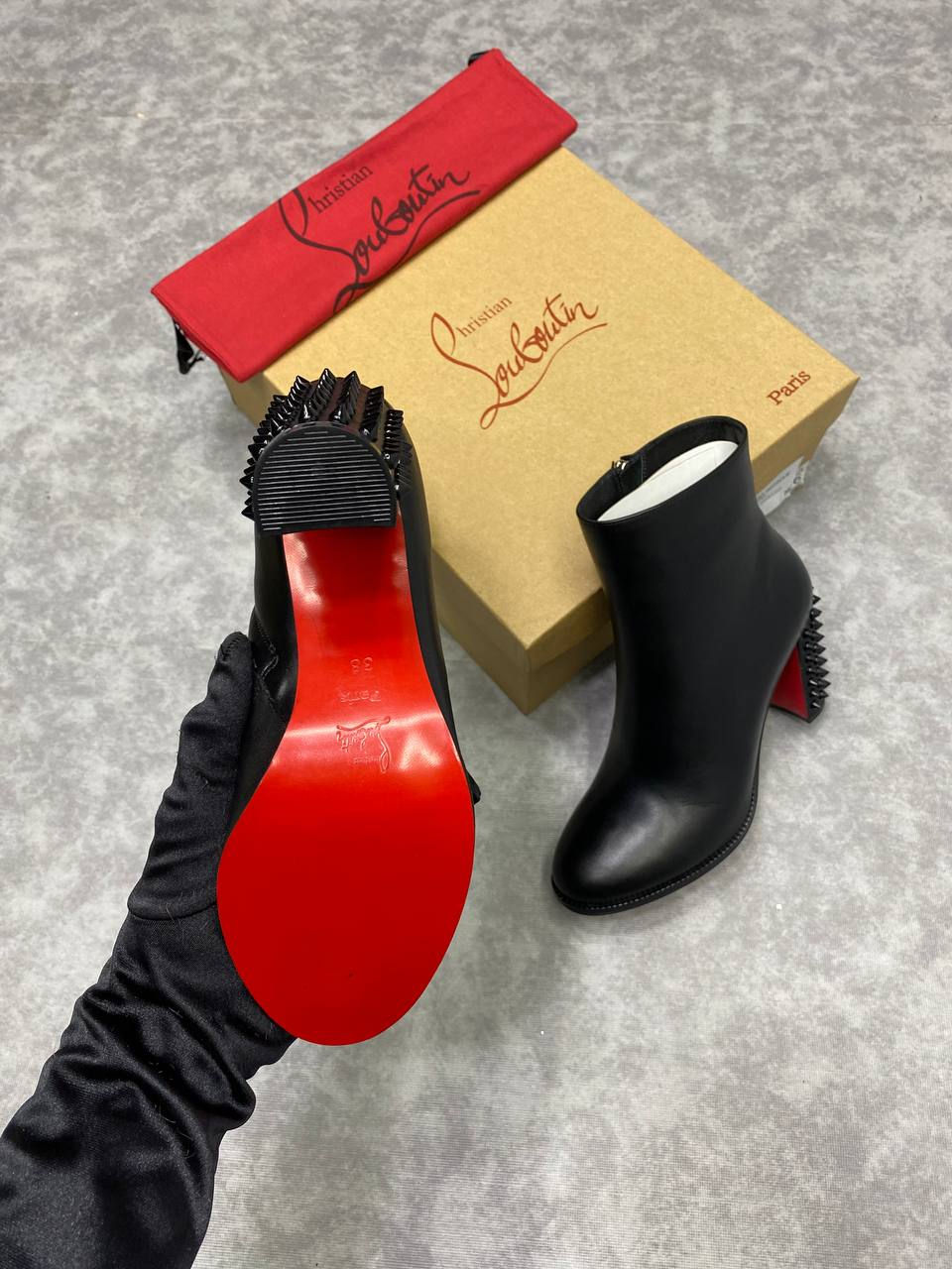 Thumbnail: SUZI FOLK 85 SPIKED LEATHER BOOTS