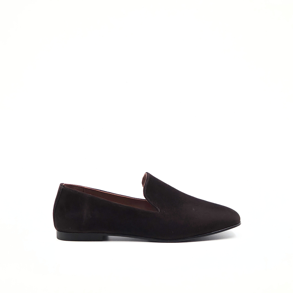 Dark brown suede slip-on flat loafer for women