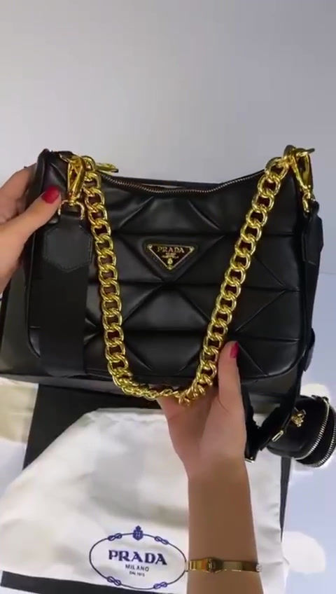 Thumbnail: PRADA SYSTEM NAPPA LEATHER PATCHWORK SHOULDER BAG