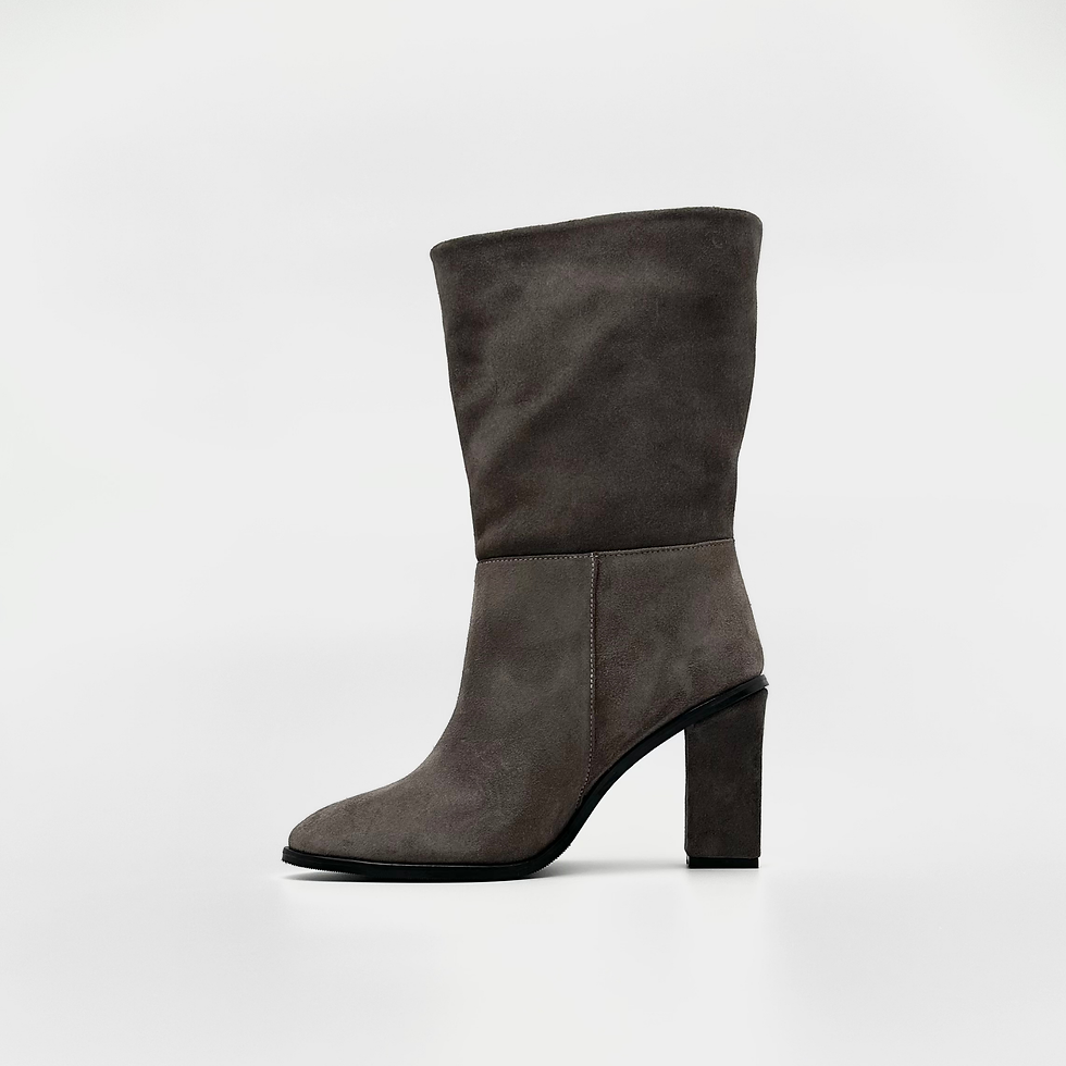 Mink suede heeled ankle boot for women – side view