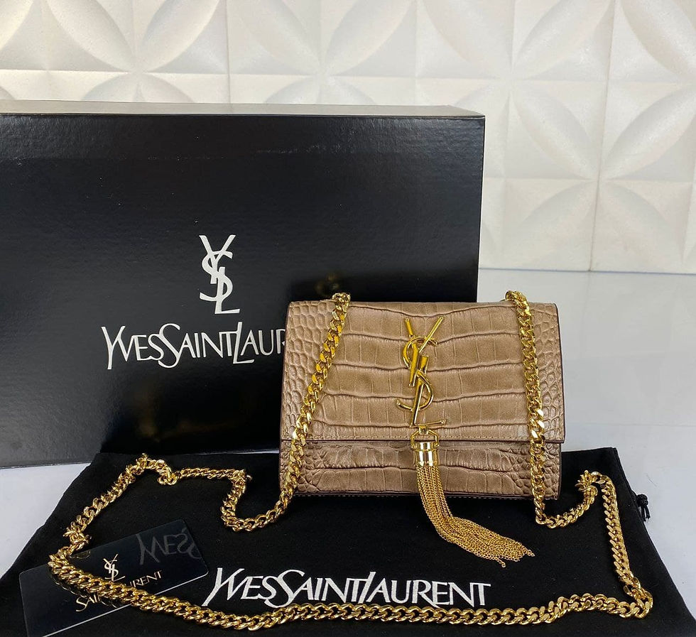 Thumbnail: KATE SMALL CHAIN BAG WITH TASSEL IN CROCODILE-EMBOSSED SHINY LEATHER