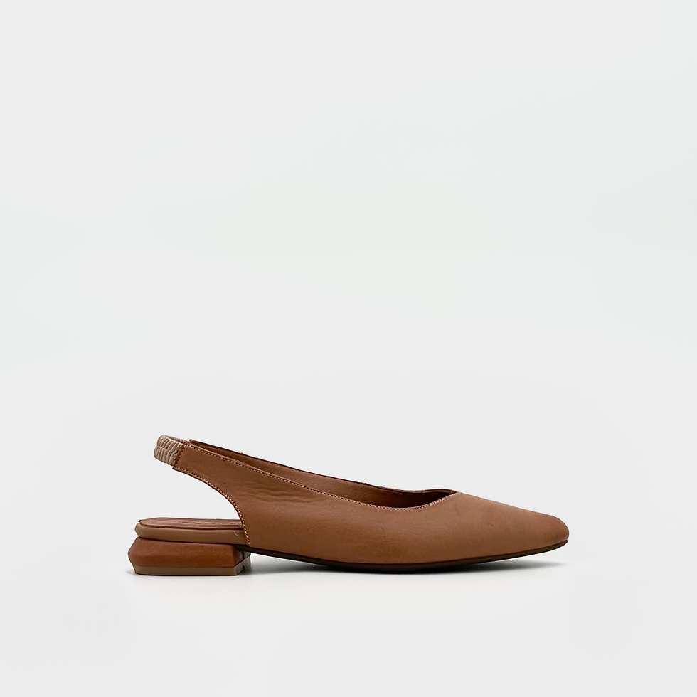 Tan leather slingback flat – side view