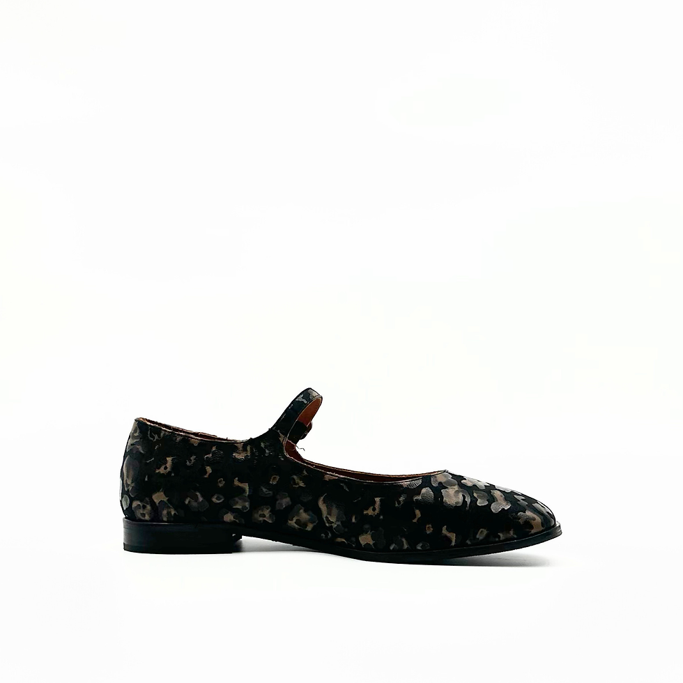 Black leopard-print leather Mary Jane flats with 20mm heel