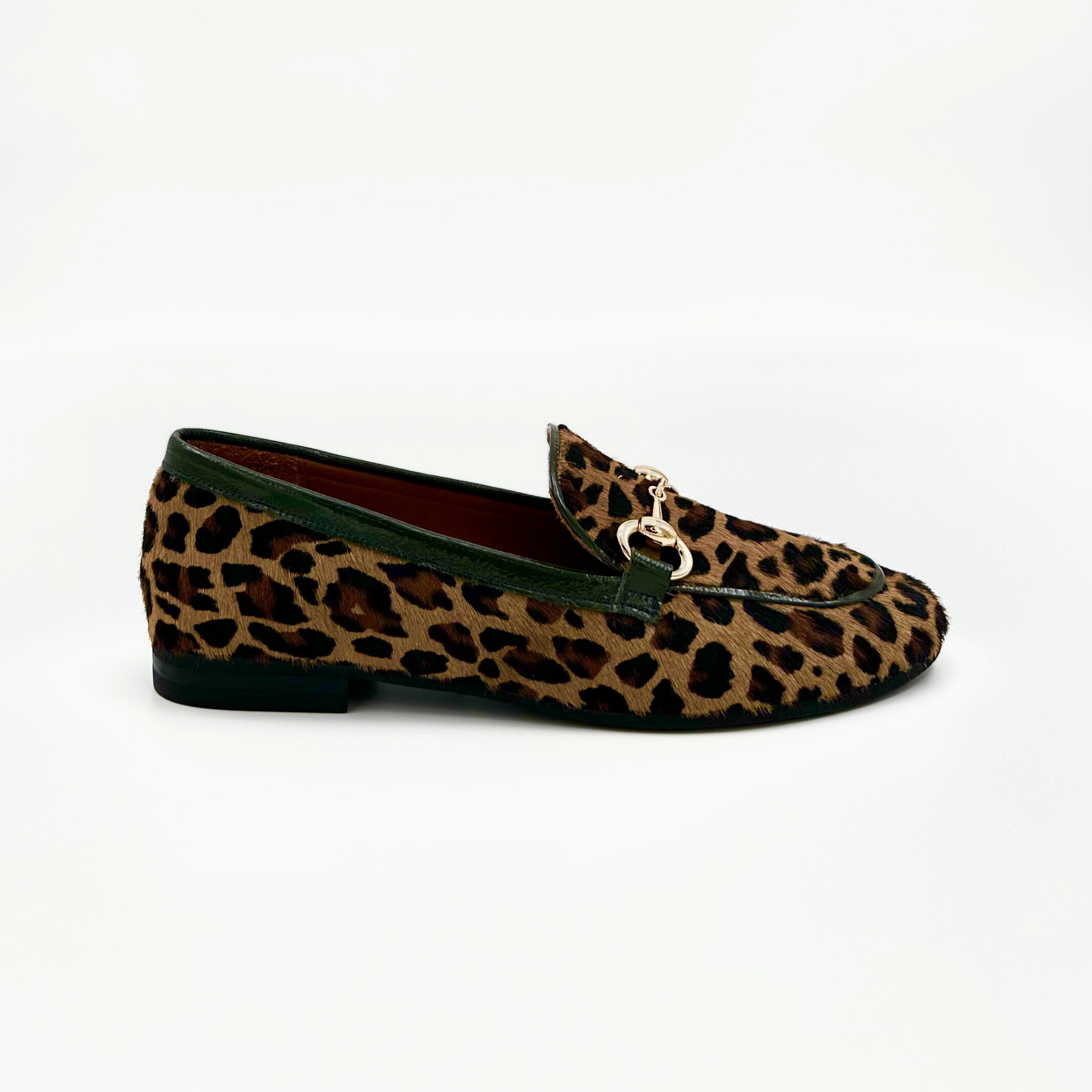 Leopard print loafers with gold hardware and 10 mm heel – Women’s animal print shoes