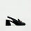 Miniaturbild: Black leather block heel slingback loafer for women – side view