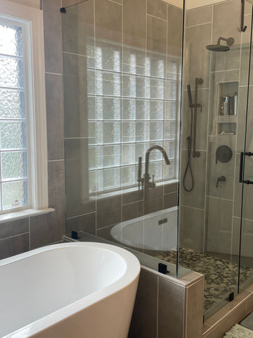spa like master bath remodeling ideas with pebble tile shower floor